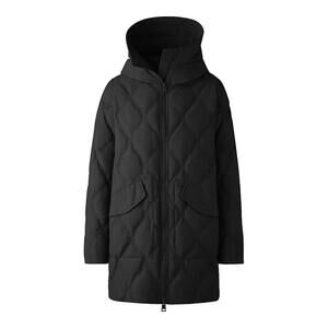 NEW, CANADA GOOSE Alessia Quilted Hooded Jacket black Logo L #DC458